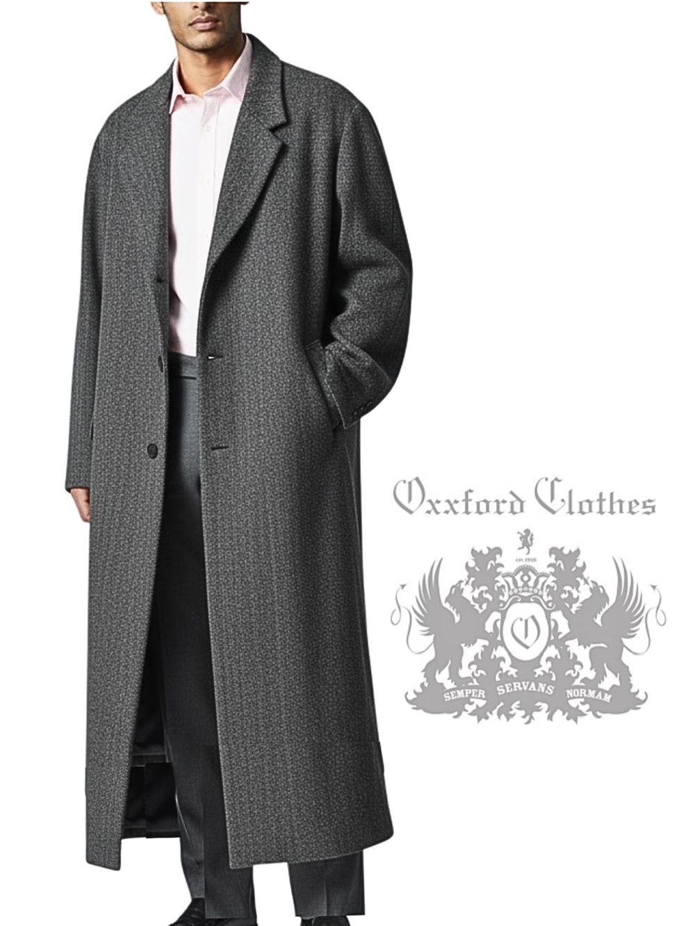 OXXFORD new Barrington Cashmere Herringbone Overcoat Topcoat